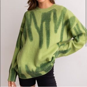 Green Spray Painted Sweater